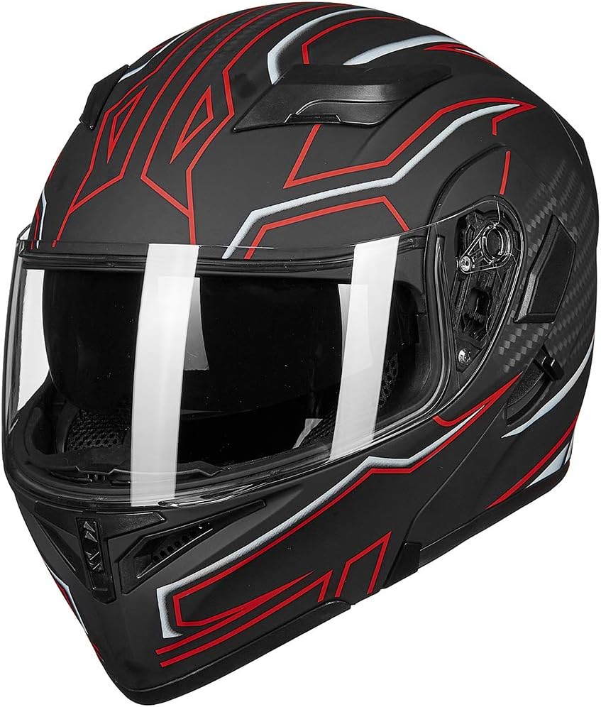 ILM Motorcycle Dual Visor Flip up Modular Full Face Helmet DOT Model 902/902L