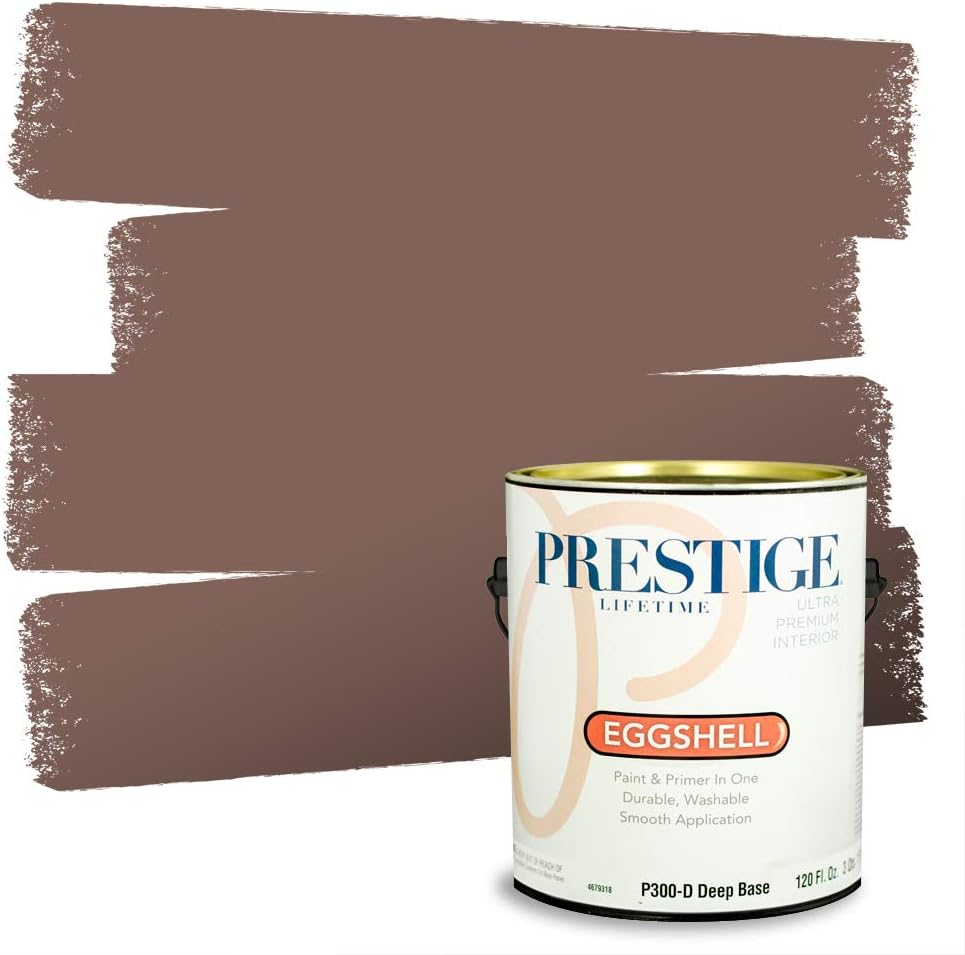 PRESTIGE Paints Exterior Paint and Primer In One, 1-Gallon, Semi-Gloss, Comparable Match of Sherwin Williams* French Roast*