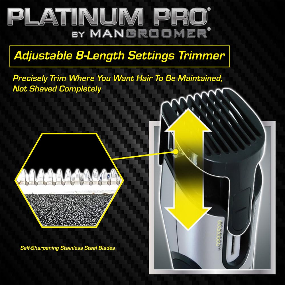 MANGROOMER - PLATINUM PRO New Body Groomer, Ball Groomer and Body Trimmer with Lithium Max Battery, Bonus Extra Foil and Storage Case!