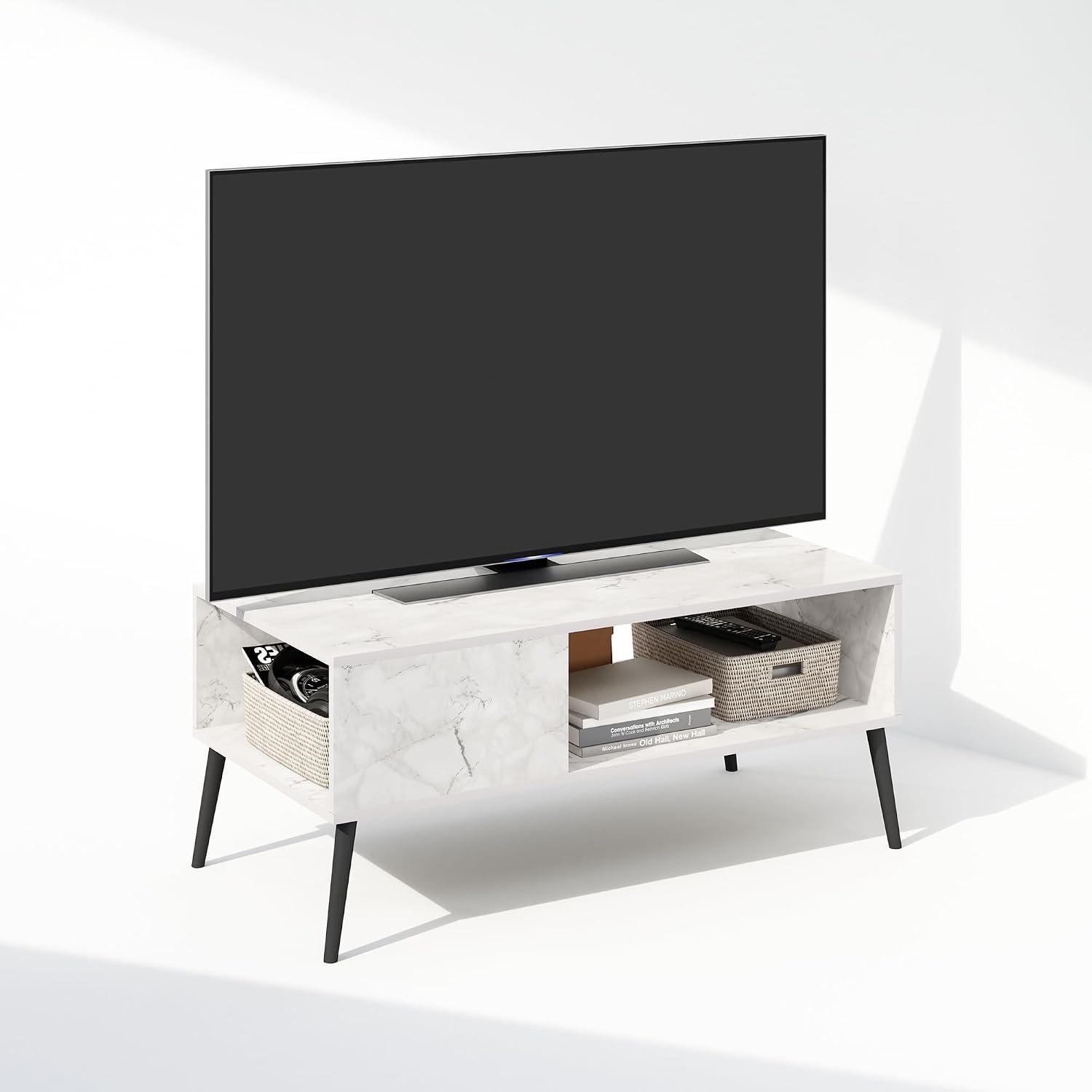 Furinno Fowler Multipurpose TV Stand Bookshelves, French Oak Grey