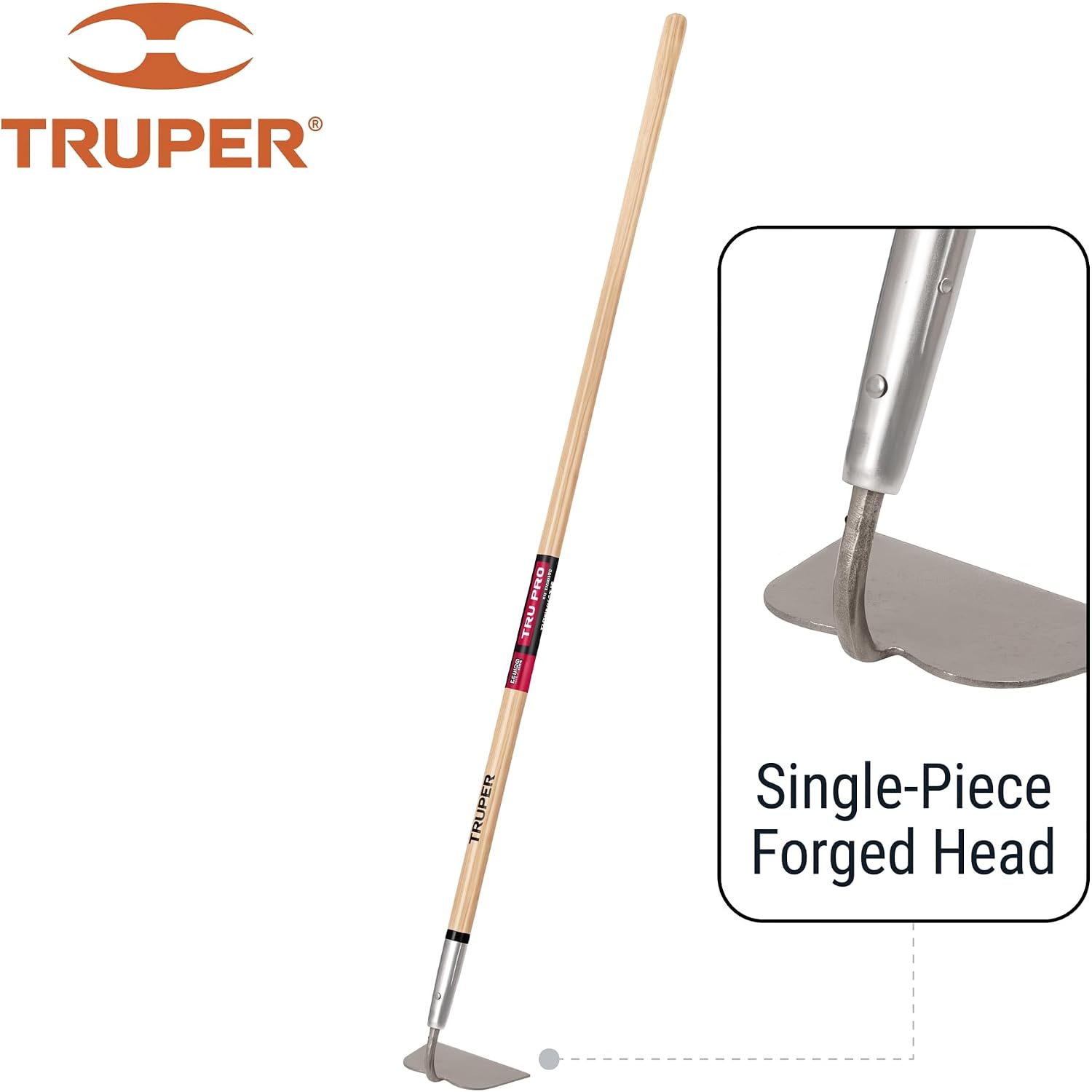 Truper Tru Pro Forged Garden Hoe, 60-Inch Premium White Ash Handle, 6-Inch Heavy-Duty Forged Steel Head, Industrial-Grade Cultivating and Weeding Tool (Model 30018 / ATJ-X)