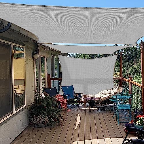 E&K Sunrise 8' x 10' Sun Shade Sail Rectangle Canopy Shade Cover UV Block for Patio Backyard Garden Outdoor (Gray)