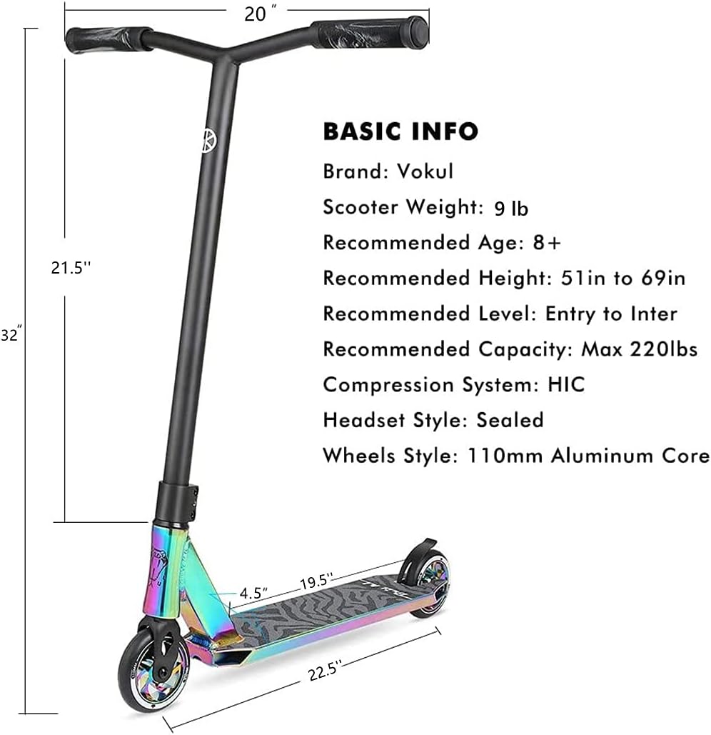 VOKUL K1 Pro Scooters - Stunt Scooter | Trick Scooter - Intermediate and Beginner Freestyle Scooter for Kids 8 Years and UP,Teens and Adults -Quality Kick Pro Scooter for Boys and Girls
