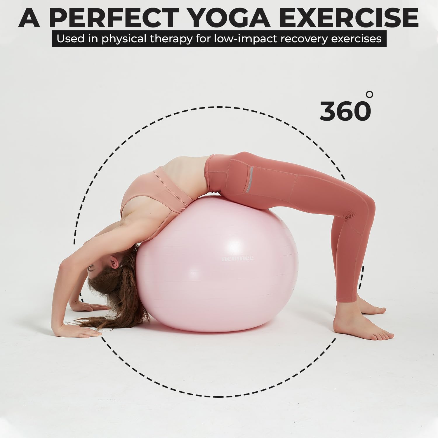 Yoga Ball Chair with 65cm Exercise Ball & 2 Resistance Bands, Stability Base for Home Office, Yoga, Pilates & Fitness, Balance Ball for Posture