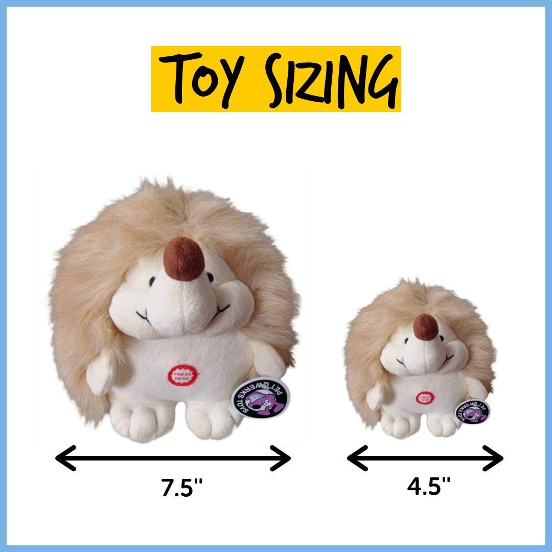 Pet Qwerks Plush Interactive Dog Toys - Chattering Hedgehog - 4.5 in, All Breed Sizes
