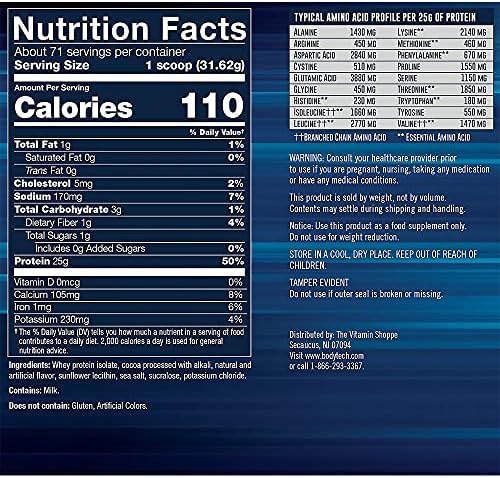 BodyTech Whey Protein Isolate Powder, French Vanilla, 1.5 LB, 23 Servings | 25G Protein per Serving, High Concentrated Protein Powder With Amino Acids & BCAAs for Men and Women, Gluten Free