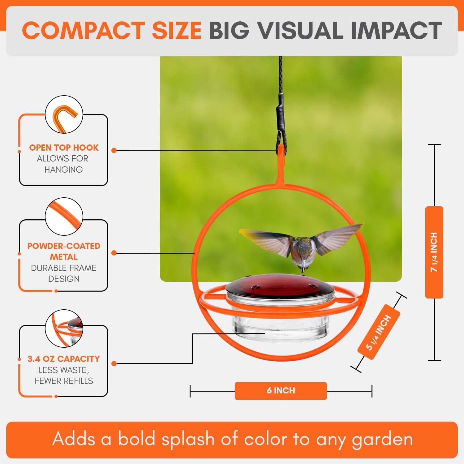 Hummingbird Feeder for Outdoors Hanging, 3.4 OZ Hummingbird Feeders, Glass Bowl with 4 Feeding Ports, Leak Proof Lid & Circular Perch, Bird Feeder (1, Red)