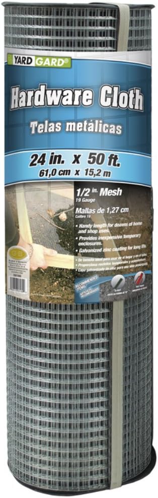 YARDGARD 1/2 Inch Mesh Welded Wire Fence, Hardware Cloth, 19 Gauge Galvanized Steel For Garden Protection, Cage Fencing, Chicken and Rabbit Barriers, and Crafts, 36 Inches x 5 Feet