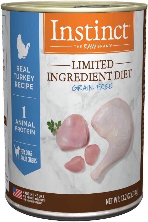 Instinct Limited Ingredient Diet, Wet Canned Dog Food, Grain Free - Real Turkey, 13.2 oz. Cans (Pack of 6) | Single animal protein and vegetable recipe, delicious loaf texture, real turkey entree, gentle on sensitive stomachs