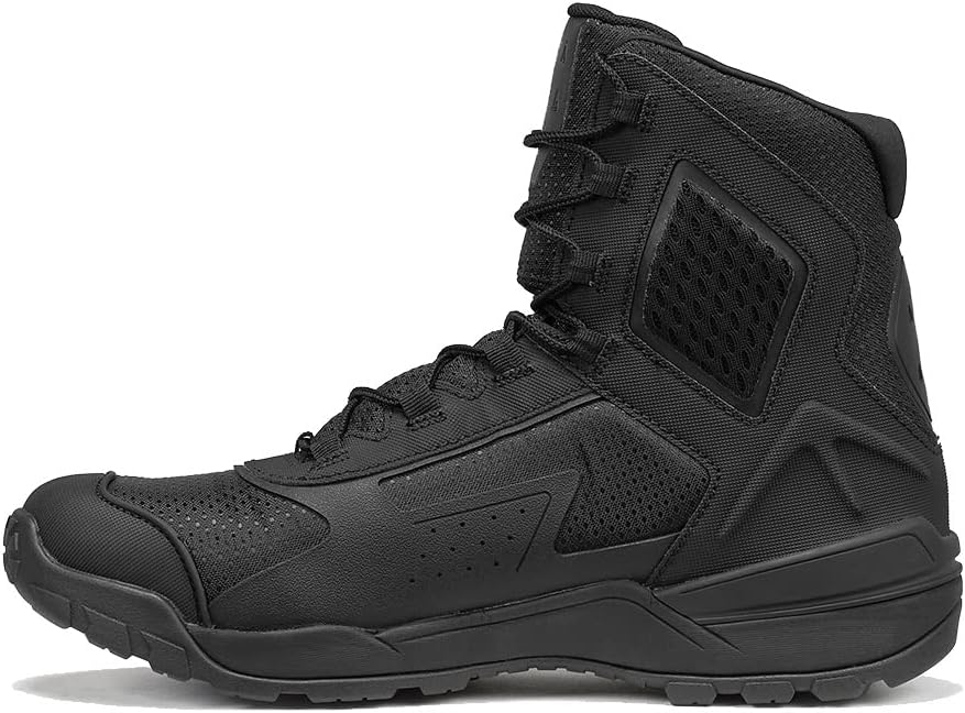 Tactical Research TR1040-T 7 Inch Ultralight Black Tactical Boots for Men - Non-Polishable Leather and Nylon with Slip-Resistant TR HiTRAC Outsole