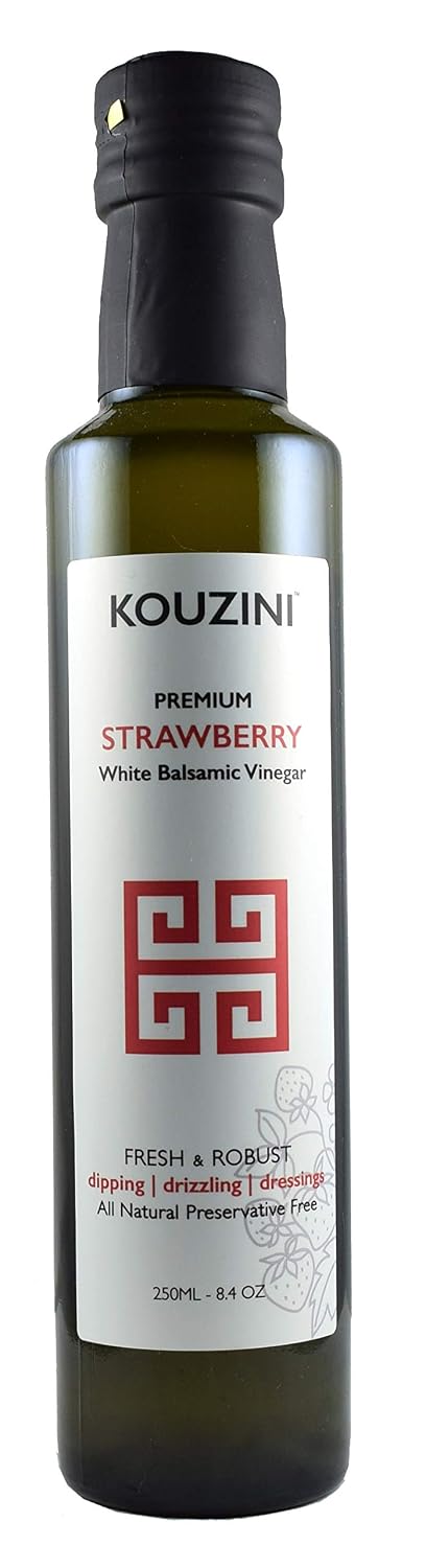 Kouzini Ultra-Premium Peach White Balsamic Vinegar, Aged, No Added Sugars or Preservatives, Ideal for Salads, Meats, Fish, Pizza, & Bread Dipping, Luxurious Balsamic Vinegar of Modena, 250ml