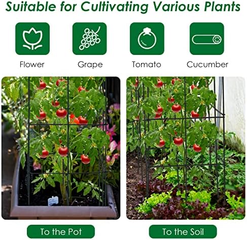 S AFSTAR 4 Pack Folding Tomato Cages, 39 Inches Tall Square Plant Support Cage for Garden Climbing Plants Flowers Fruits