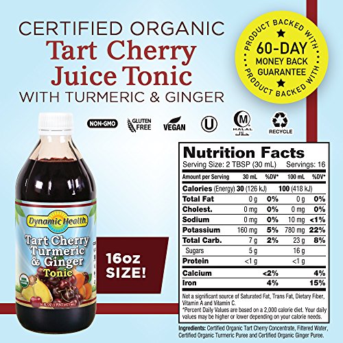 Dynamic Health Organic Tart Cherry Juice Tonic with Turmeric, 16 fl oz
