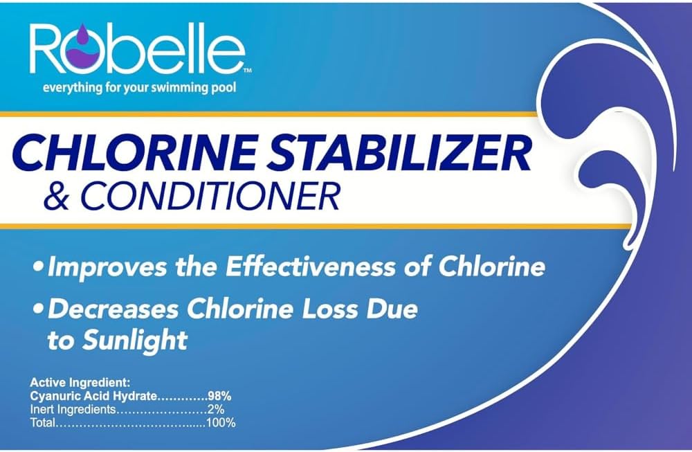 Robelle 4-Pounds Premium Chlorine Stabilizer and Conditioner | Concentrated Cyanuric Acid for Pools, Pool Stabilizer, Helps Chlorine Last Longer, 6 oz raises CYA 10 ppm per 5,000 gallons