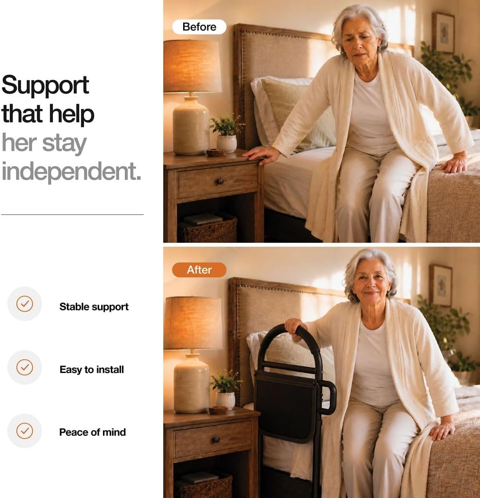Medical king Bed Rails for Elderly Adults Safety Bed Assist Rails for Seniors with Adjustable Heights ASTM Approved Easy to get in or Out of Bed