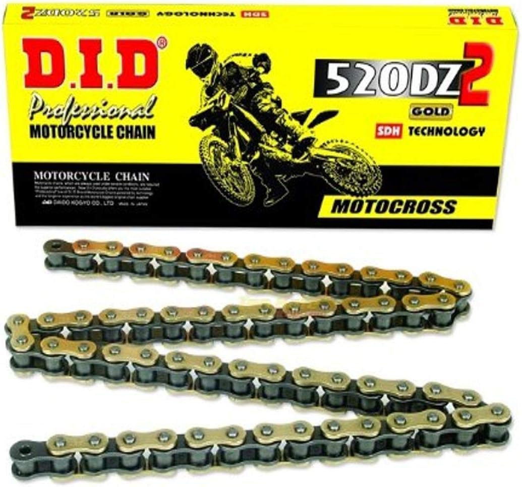 DID (520DZ-120) Gold 120 Link High Performance DZ2 Series Non-O-Ring Chain with Connecting Link