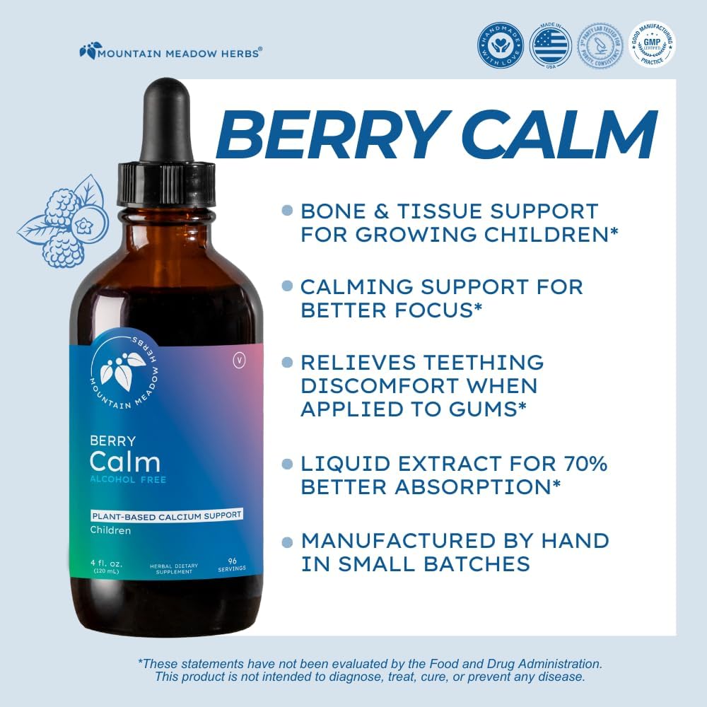 Mountain Meadow Herbs Herbal Calcium – Vegan Liquid Calcium Supplement for Bone & Teeth Support, High Absorption Plant-Based Formula for Adults & Kids - 2 oz