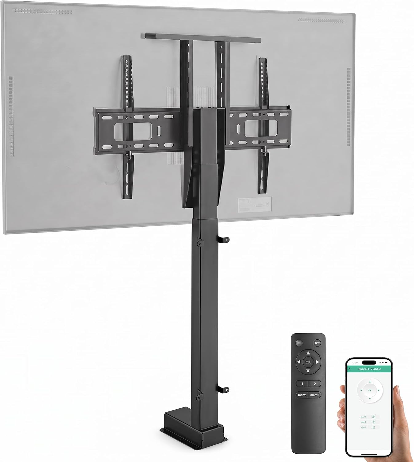 ynVISION.DESIGN Motorized TV Lift Mount for 37"-77" TV's | Vertical Lift Motor TV Stand with RF Remote and Smart Phone Control via WiFi