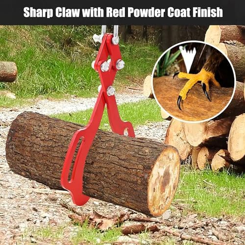 Garvee 28 in Log Lifting Tongs, Log Grabber, Skidding Log Lifting Tongs Timber, Heavy Dut Solid Steel Swivel Dragging Steel Tongs Log Lifting Lumber Skidding Tongs Logging Grabber(4 Claw)