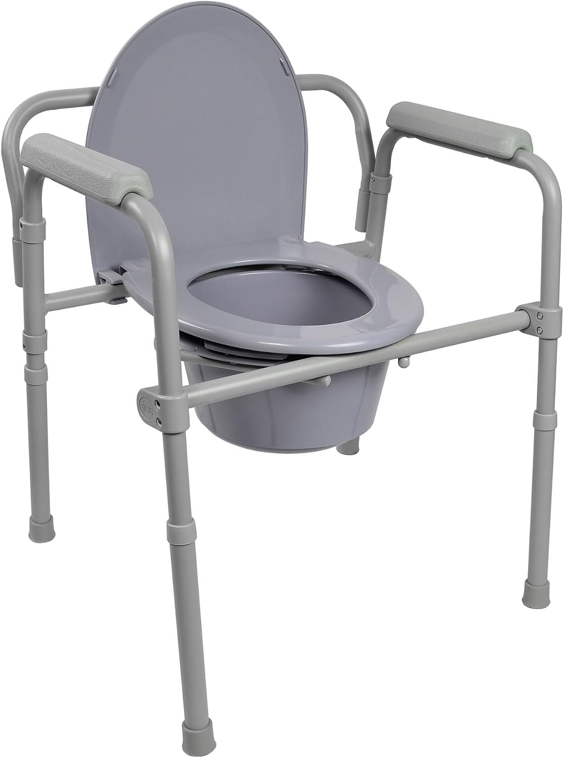 McKesson Folding Commode Chair with 7.5 qt Bucket, 13 1/2 in, 1 ct | Seat Width, Adjustable Height