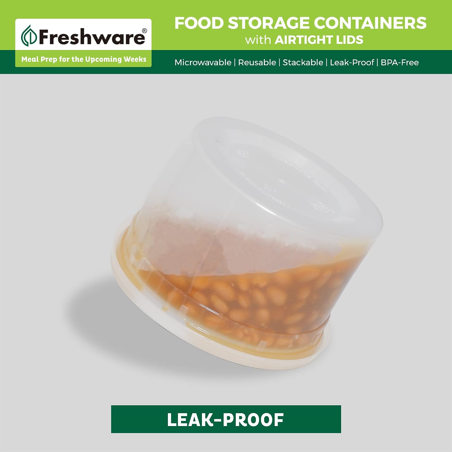 Freshware Food Storage Containers [24 Set] 32 oz Plastic Deli Containers with Lids, Slime, Soup, Meal Prep Containers | BPA Free | Stackable | Leakproof | Microwave/Dishwasher/Freezer Safe