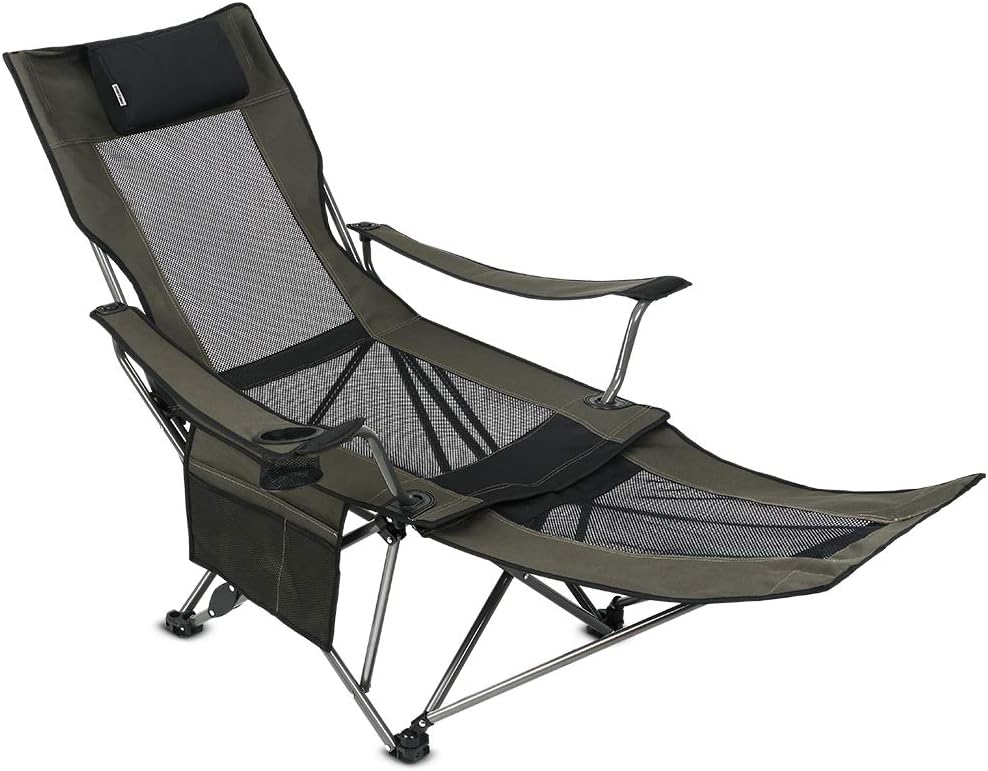 OUTDOOR LIVING SUNTIME Camping Folding Portable Mesh Chair with Removabel Footrest…