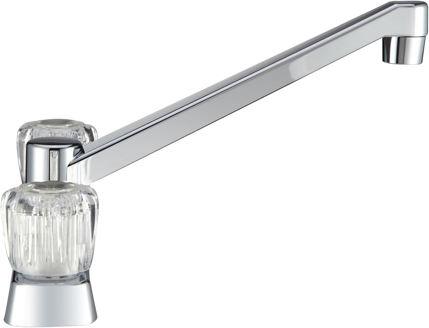 Dura Faucet DF-PK600S-BQ RV Two Handle Kitchen Sink Faucet (Bisque) | Smoked acrylic knobs give smooth, precise control of flow. Bisque Parchment. Plated ABS plastic (not metal).