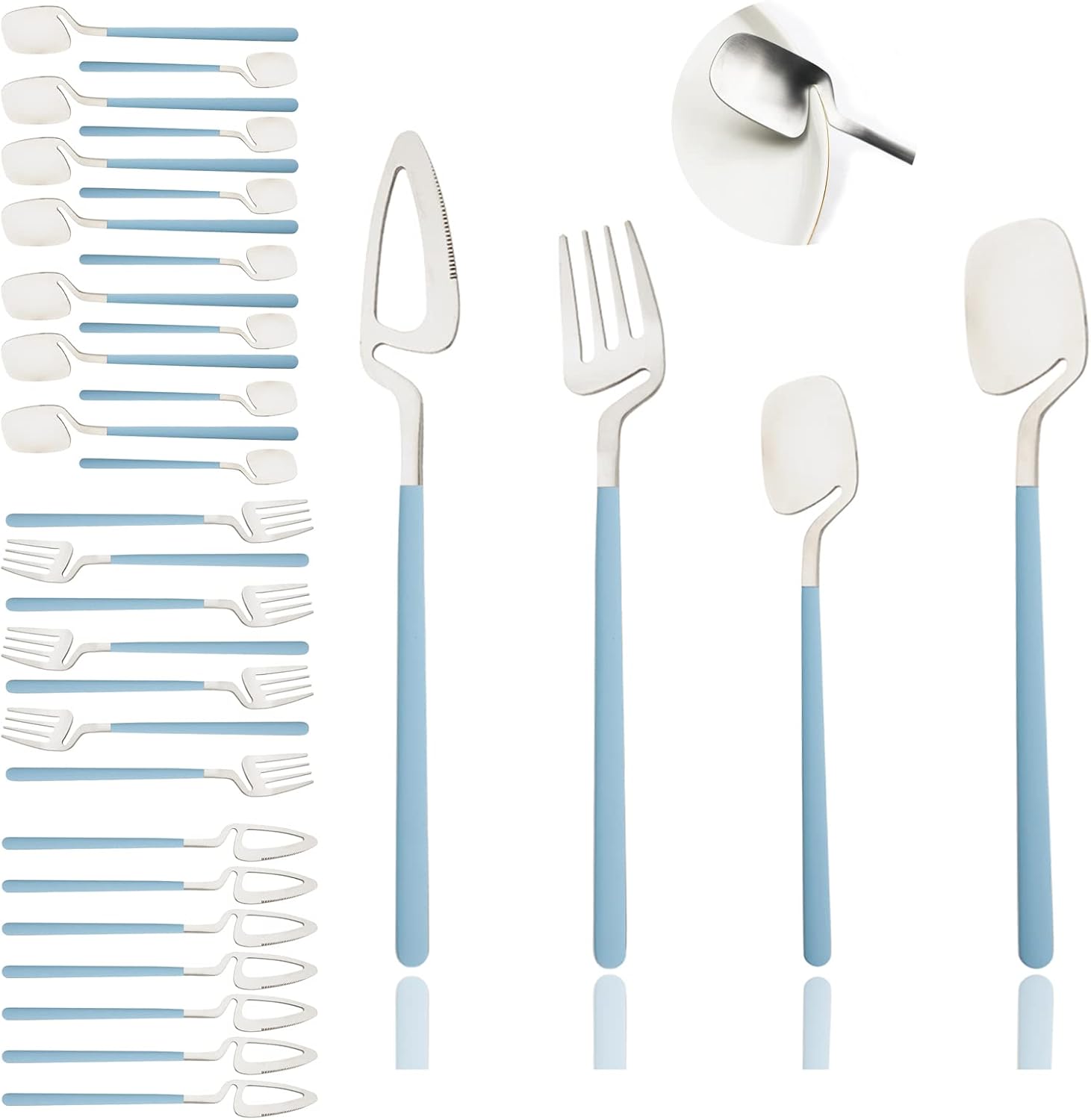 JASHII Silverware Set Satin Finish 24-Piece Stainless Steel Flatware Set Kitchen Utensil Set Service for 6 Tableware Cutlery Set Dishwasher Safe