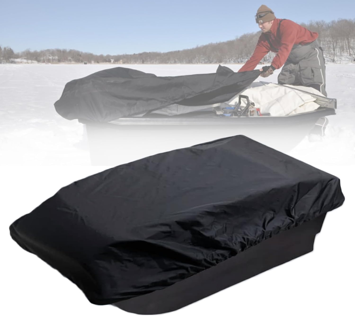 Ice Fishing Sled Shelters Cover Fit for Camping & Hunting Travel Gear - 600D Winter Protective Accessories for Snow Rain Dust Mud Proof