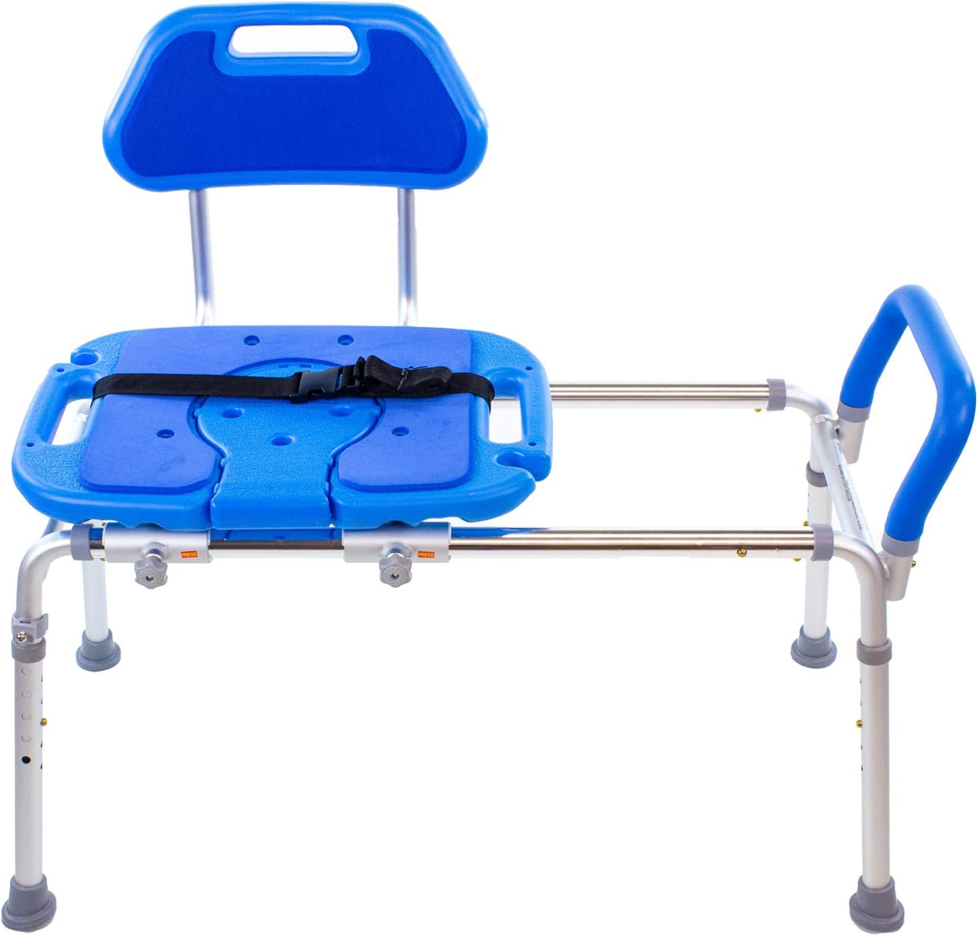 Sliding Shower Chair for Inside Tub Bench for Seniors, BathSeat for Elderly | Slide Safely In & Out of the Tub - Blue, padded seat, aluminum frame