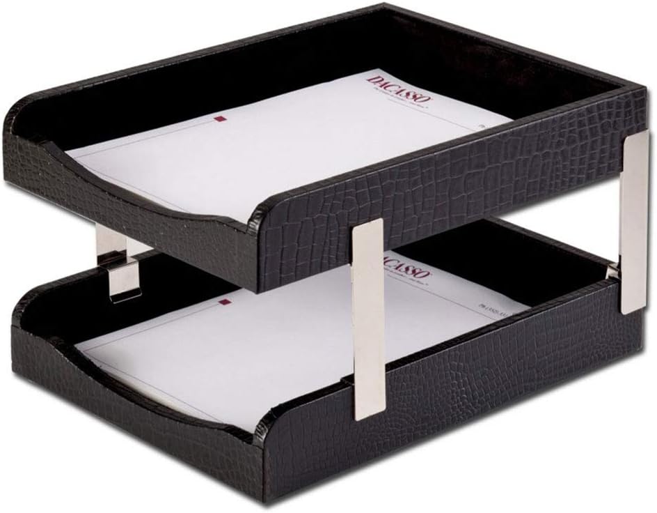 Dacasso Black Crocodile Embossed Leather Desk Set, 10-Piece