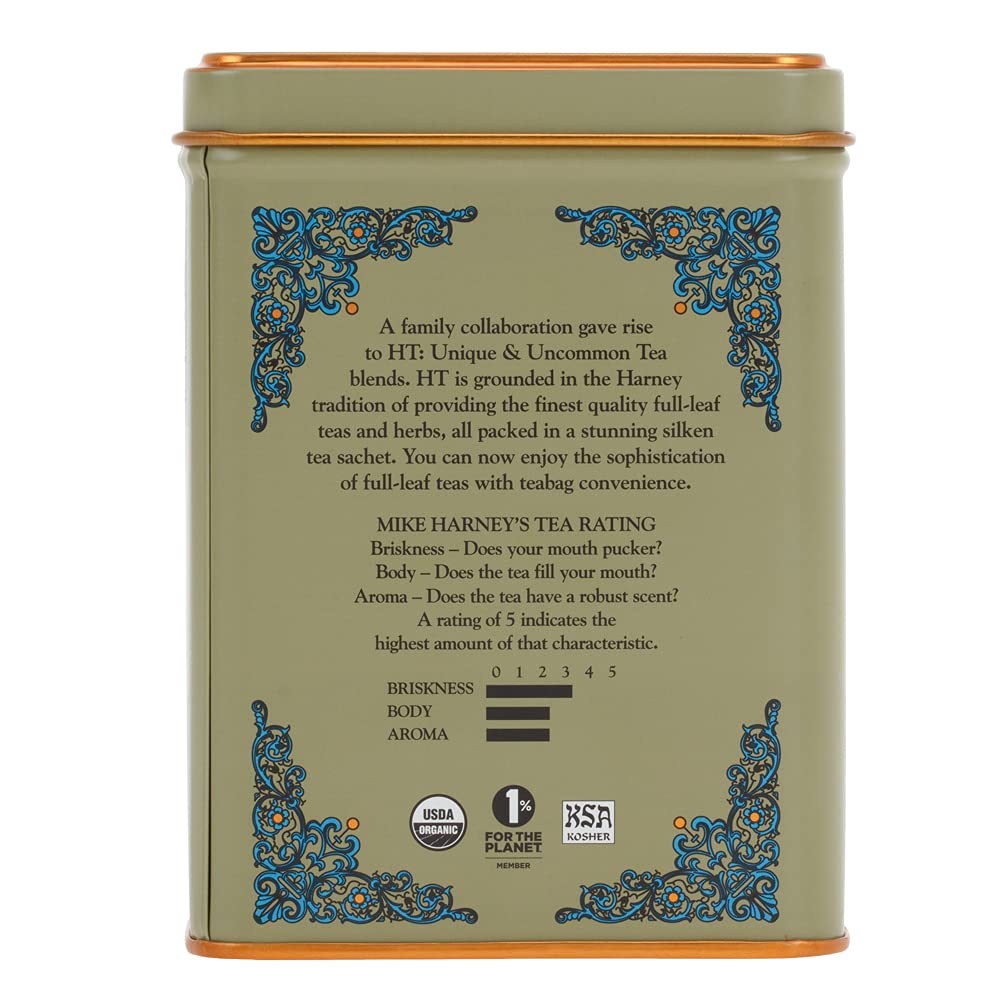 Harney & Sons HT Organic Supreme Green Tea, 20 Sachets, Tea Tin | Organic green tea with 20 sachets in a reusable tea tin. Caffeinated.