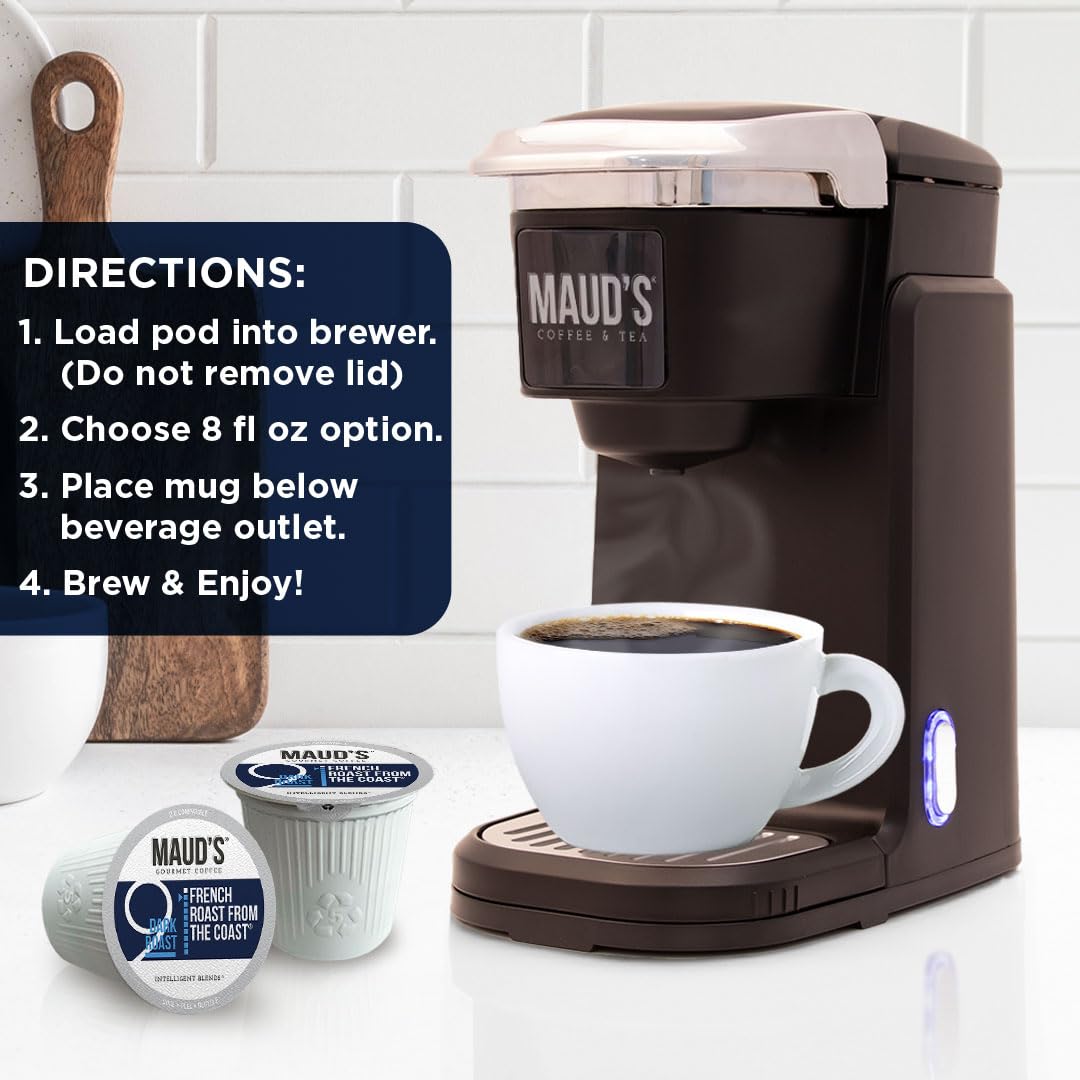 Maud's Dark Roast Coffee Pods, 100ct | Dark Roast Coffee in Single Serve Pods – Compatible with Keurig Coffee Makers