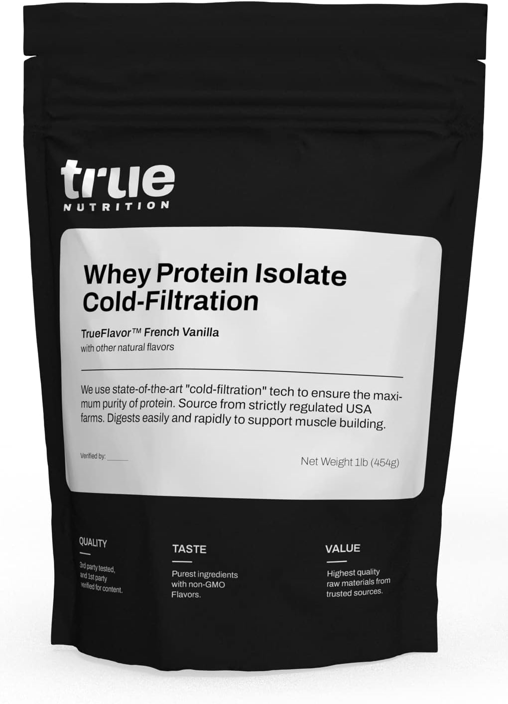 True Nutrition Whey Protein Isolate, Unflavored, 1lb | Cold-Filtered, 30g Protein per Serving, Unsweetened, No Additives, Keto, Gluten Free, Lactose Free, Non-GMO