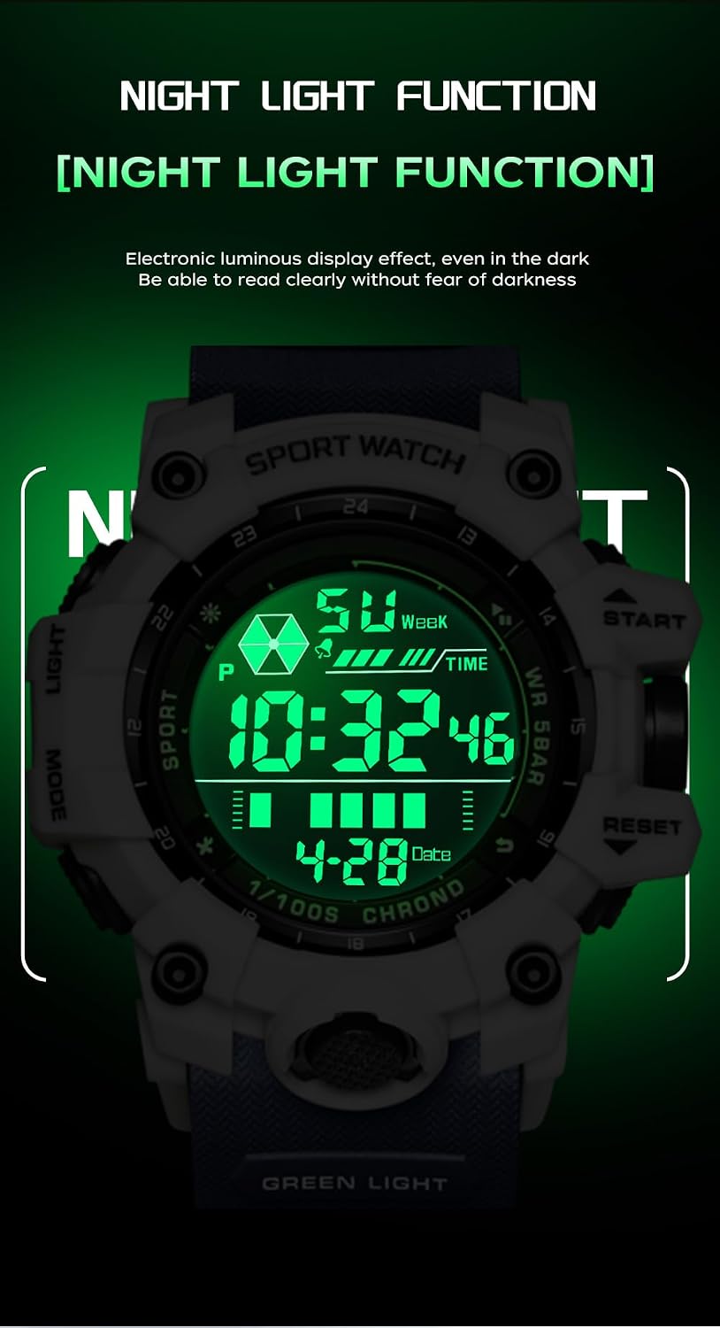 FANMIS Men's Digital Sport Watch Military LED Alarm Waterproof Quartz Watch | Tactical Outdoor Sport Watch Multi Function Led Display Alarm Stopwatch Date Quartz Rugged Style Daily Water Resistance