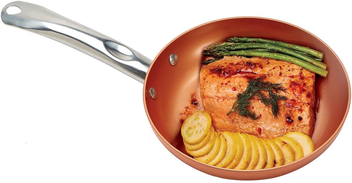 Copper Chef 10 Inch Round Frying Pan With Lid - Skillet with Ceramic Non Stick Coating. Perfect Cookware For Saute And Grill