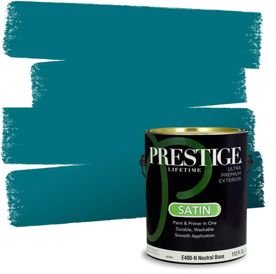 PRESTIGE Paints Exterior Paint and Primer In One, 1-Gallon, Satin, Comparable Match of Sherwin Williams* Blue Nile*