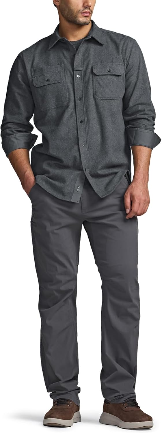 CQR Men's 100% All Cotton Button Down Flannel Shirts, Long Sleeve Brushed Warm Soft Casual Outdoor Plaid Shirt