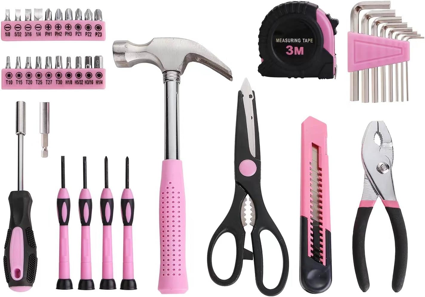 39-Piece Household Tools Kit - Small Basic Home Tool Set with Plastic Toolbox - Great for College Students, Household Use & More