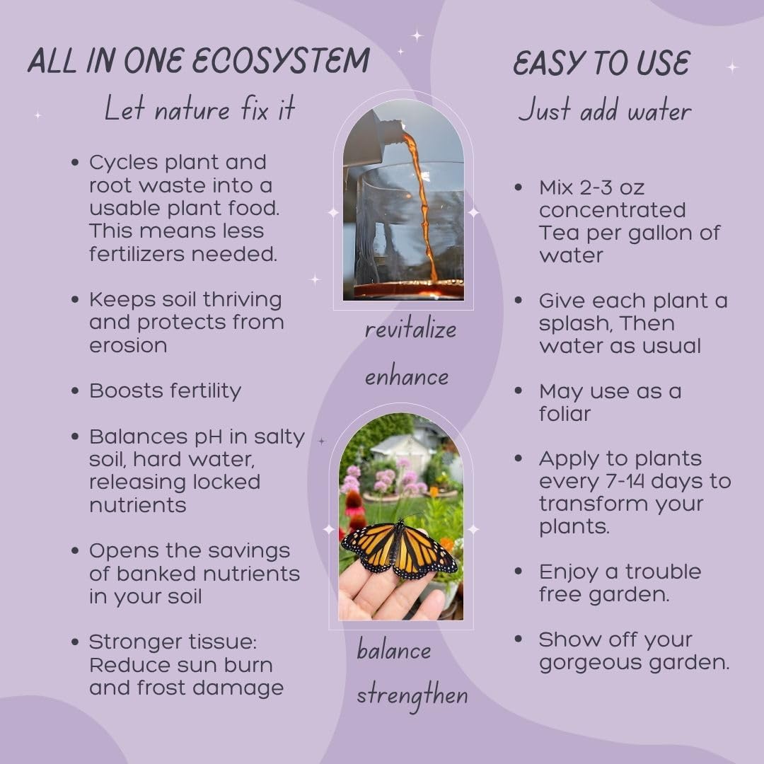 Worm Tea for Gardening - 32oz Quart - Organic Earthworm Soil Enhancer - Vermicompost with Kelp - Increase Yields, Boost Growth, Reduce Stress- Vegetables, Flowers, Fruit Trees - Plant Probiotic