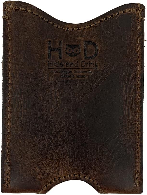 Hide & Drink, Rustic Leather Pocket Sleeve Wallet, for Easy Travelers, Commuters, Card Holder Handmade, Includes 101 Year Warranty