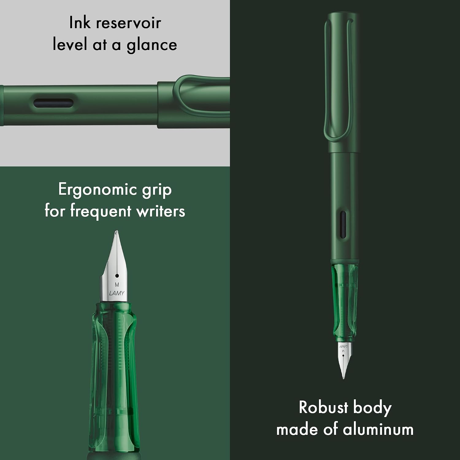LAMY AL-star black - Fountain Pen with ergonomic grip & black Left-Handed steel nib (LH) in size M - lightweight aluminum body - including LAMY T 10 blue cartridge