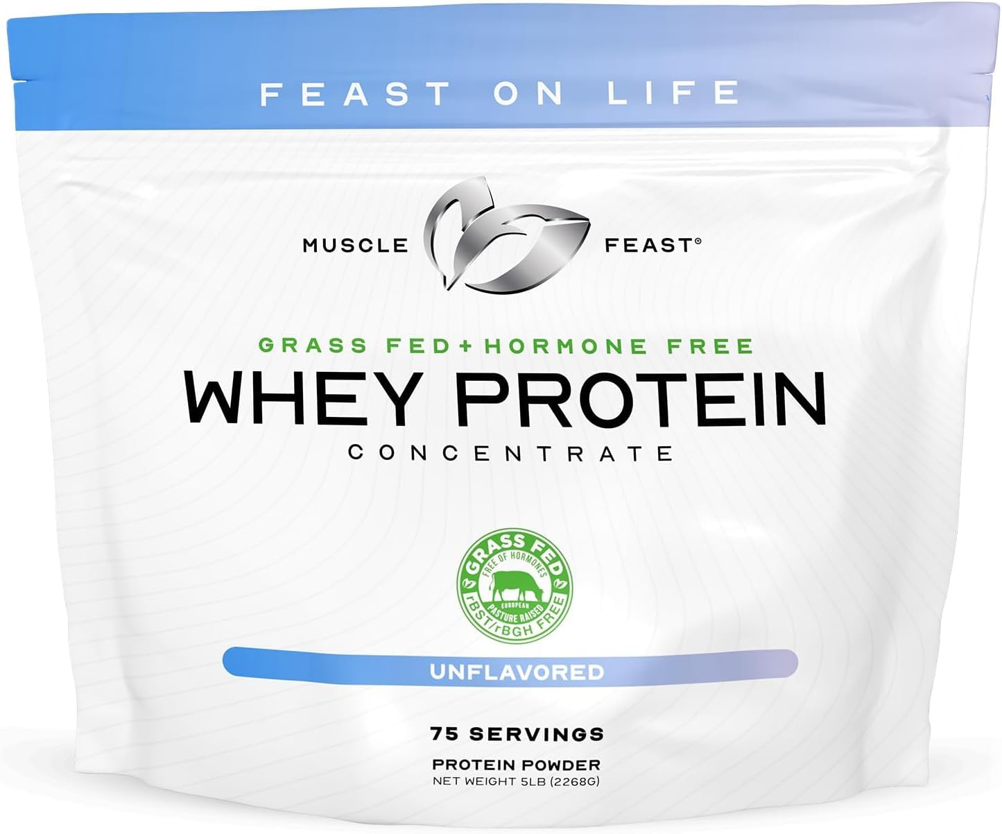 Muscle Feast Grass-Fed Whey Protein Concentrate Powder, Vanilla (2lb) | All Natural, Hormone Free Pasture Raised Whey Protein Powder for Women & Men, Clean, Non-GMO, Delicious Whey Concentrate