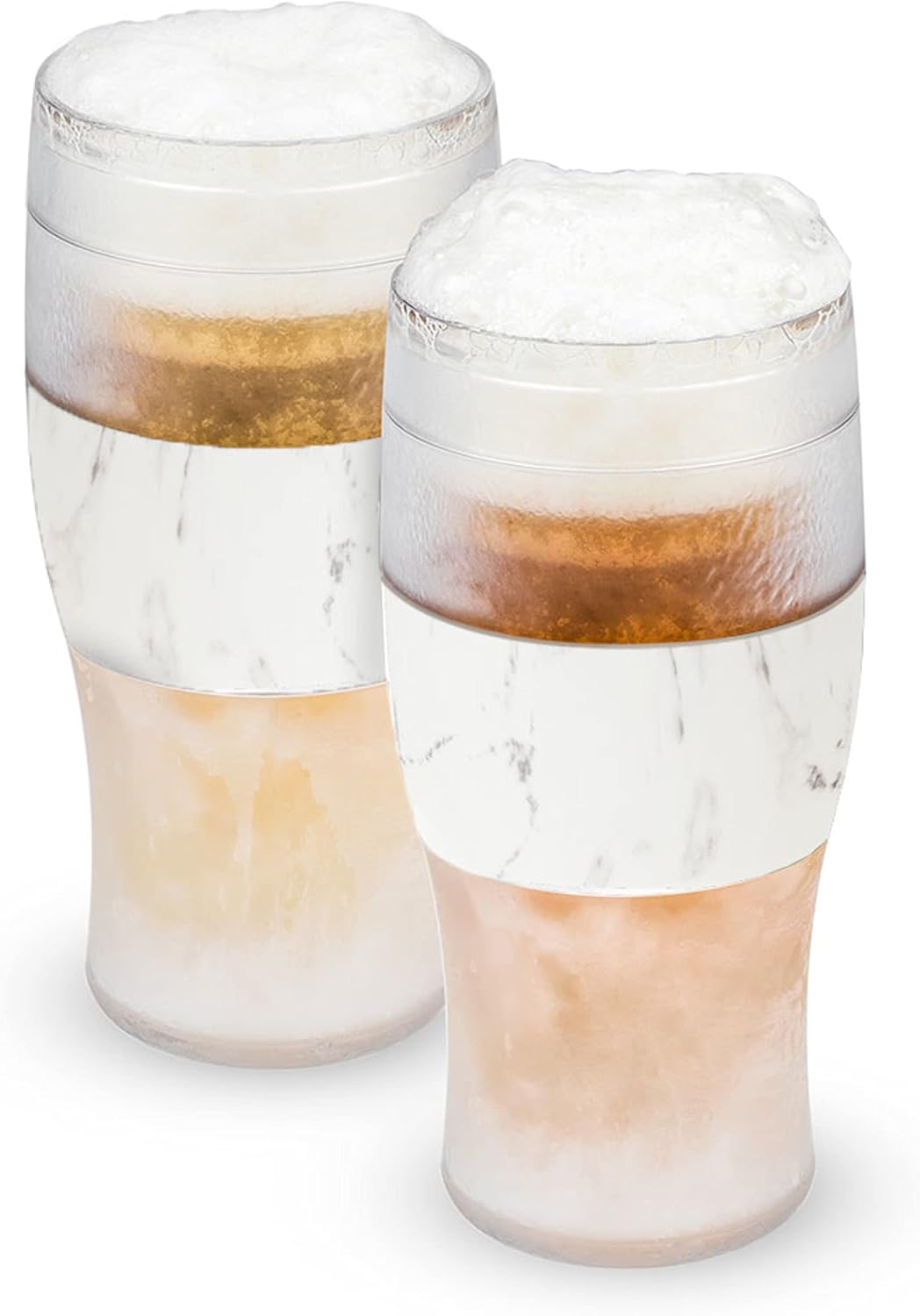 Host FREEZE Beer Glasses, Frozen Beer Mugs, Freezable Pint Glass Set, Insulated Pint Glass to Keep Your Drinks Cold, Double Walled Insulated Glasses