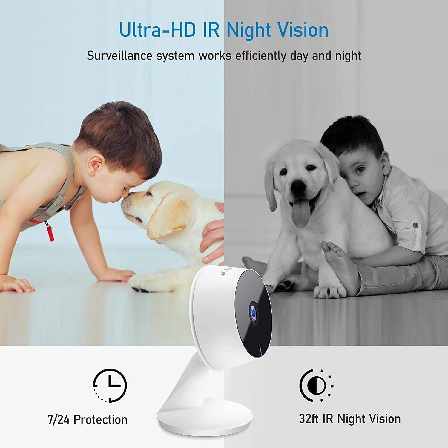LaView Security Cameras 4pcs, Home Security Camera Indoor 1080P, Wi-Fi Cameras Wired for Pet, Motion Detection, Two-Way Audio, Night Vision, Phone App