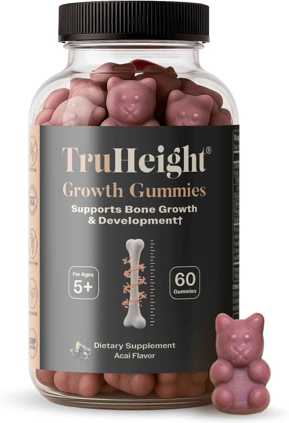 TruHeight Growth Gummies (Watermelon) Tall Nutrition for Natural Growth Supplement for Kids & Teens - Vitamin D, K, Calcium & Ashwagandha