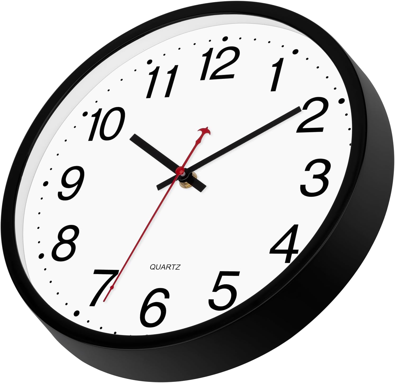 Foxtop 12 Inch Wall Clock Silent Battery Operated Analog Clock, Black