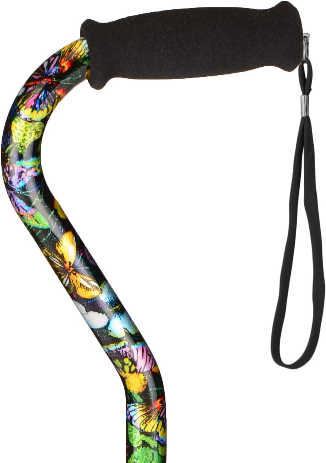 NOVA Designer Quad Cane, Lightweight Four Legged Cane with Soft Grip Handle, Height (for Users 4’11” - 6’4”) & Left or Right Adjustable, Butterflies Design