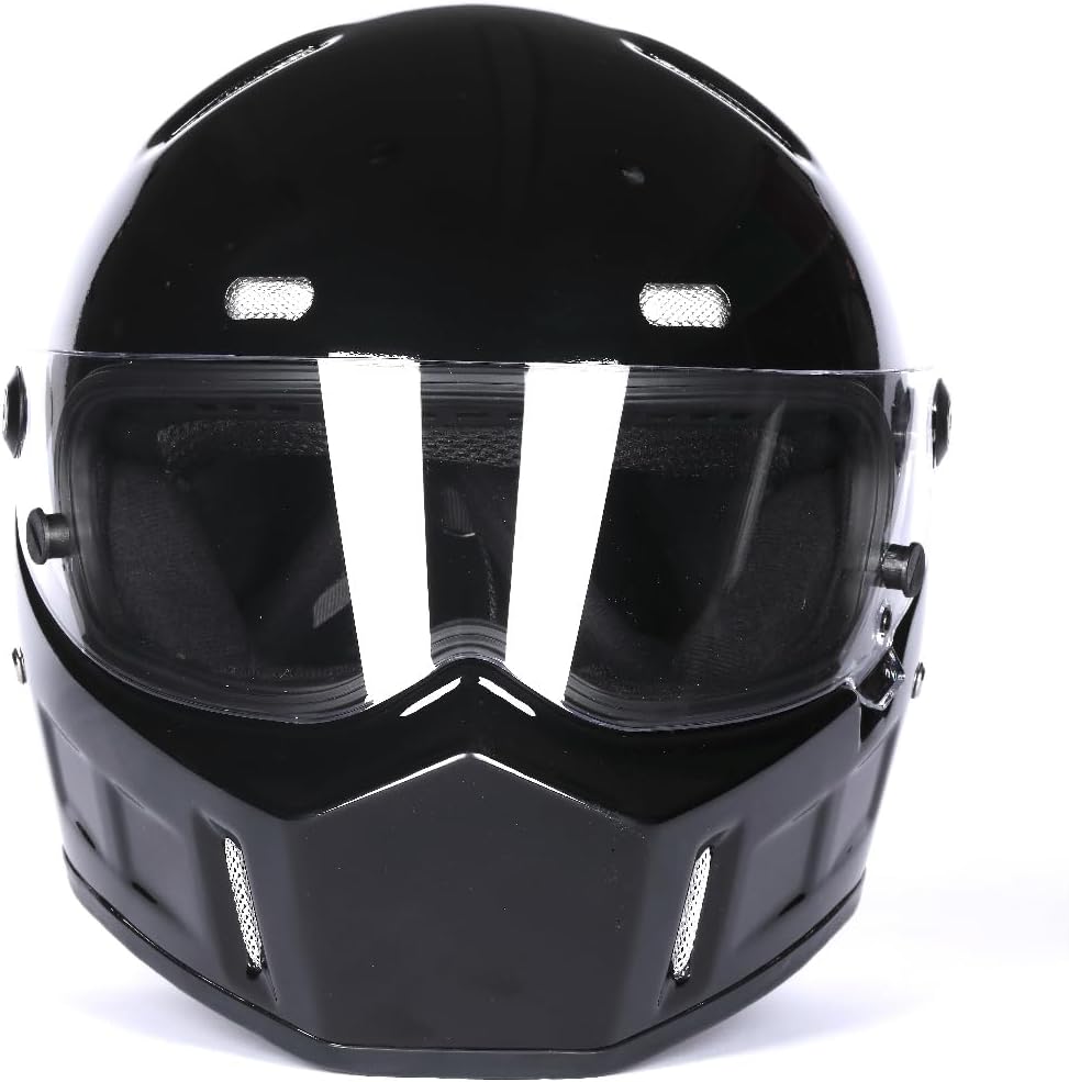 CRG Sports Retro Full Face Motorcycle Helmet, DOT Approved Fiberglass Street Bike Helmet with Clear Visor, Lightweight Cafe Racer Cruiser Motorcycle Helmet