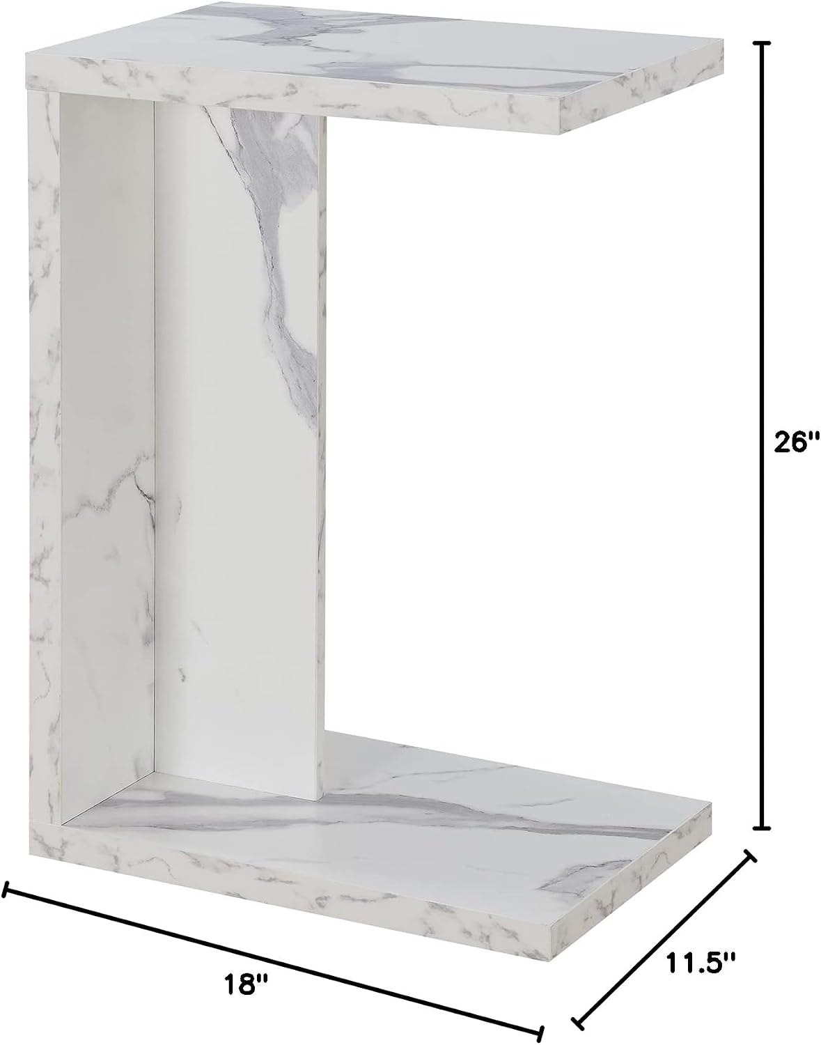 Convenience Concepts Northfield Admiral C Shaped End Table 18" - Contemporary Modern C Shaped Side Table